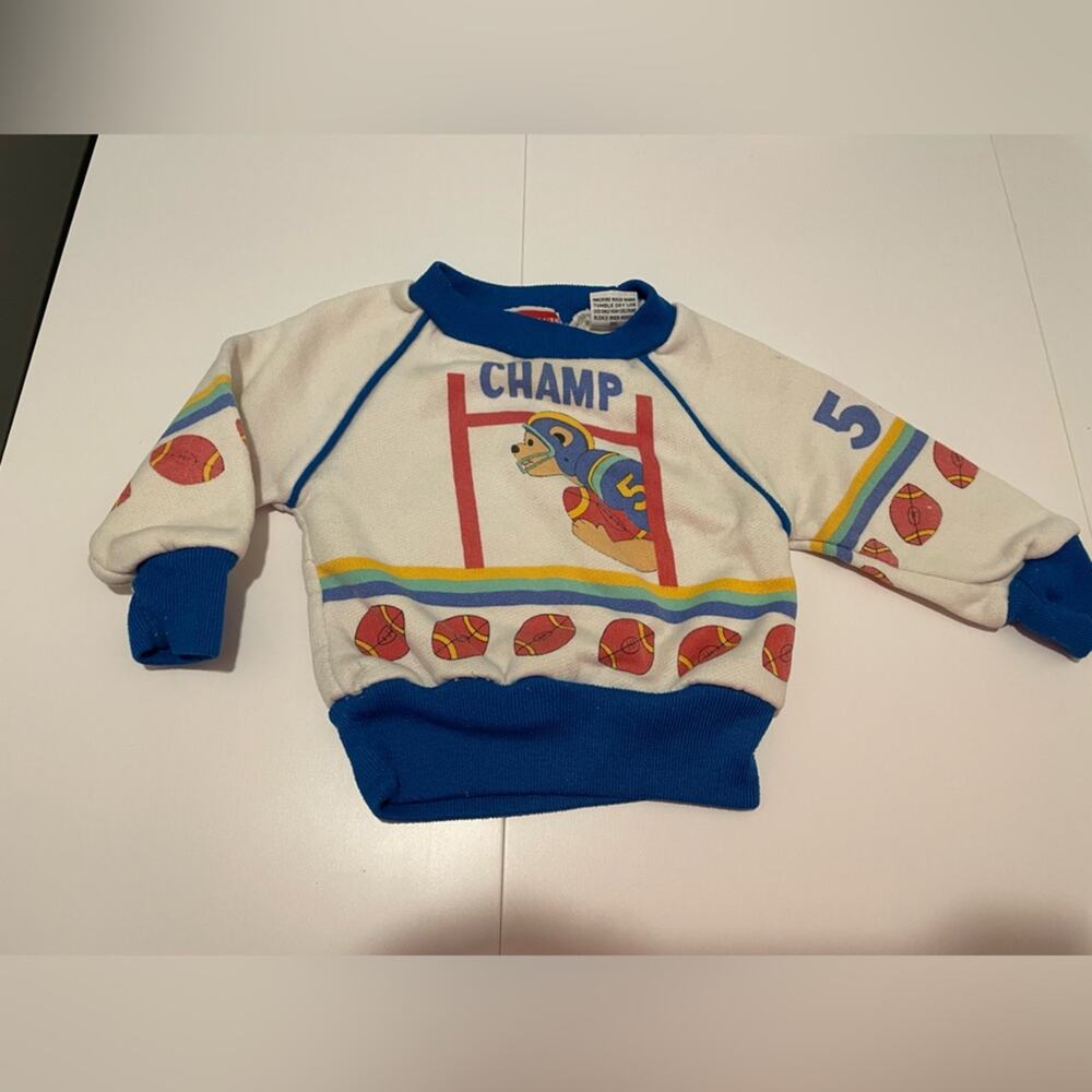 Vintage Bragabouts Infant 12 Months Football Bear Champ Sweatshirt 80s 90s